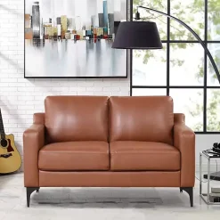 Sale Kirklands Home Faux Leather Fletcher Loveseat Brown