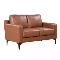 Sale Kirklands Home Faux Leather Fletcher Loveseat Brown