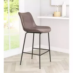 Discount Kirklands Home Faux Leather Highback Counter Stool Brown
