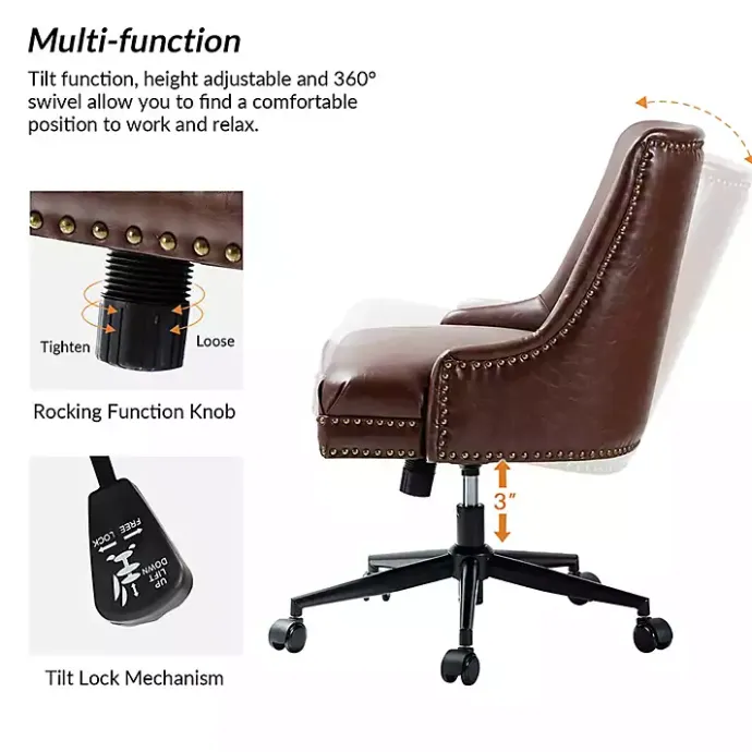 Clearance Kirklands Home Faux Leather Rocking Office Chair Brown