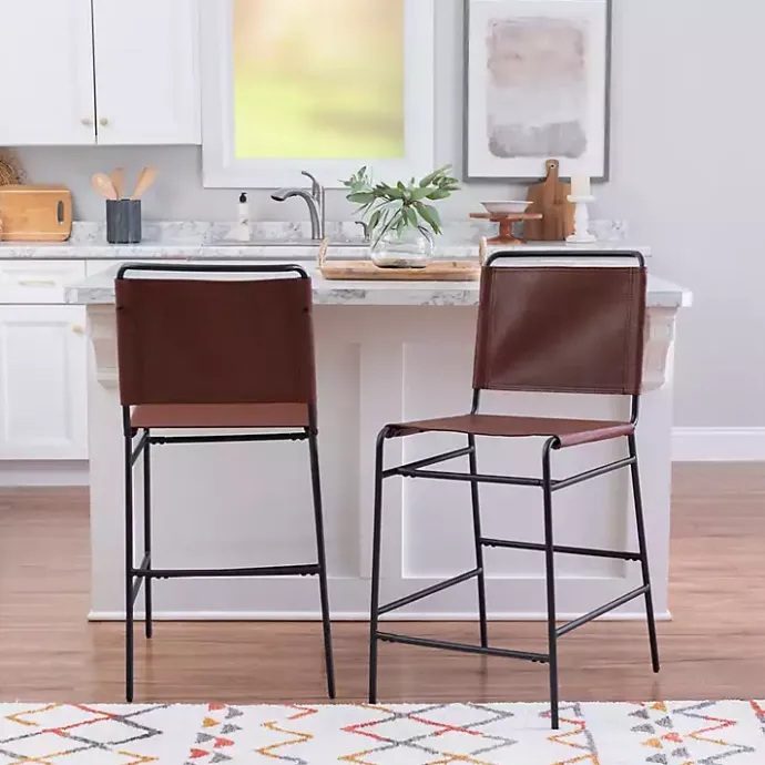 Hot Kirklands Home Faux Leather Sling Counter Stool Brown