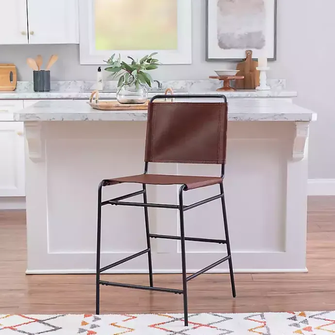Hot Kirklands Home Faux Leather Sling Counter Stool Brown
