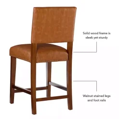 Sale Kirklands Home Brown Faux Leather Square Classic Counter Stool Tan