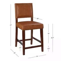 Sale Kirklands Home Brown Faux Leather Square Classic Counter Stool Tan