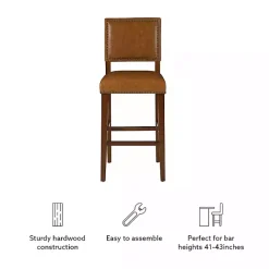 Sale Kirklands Home Brown Faux Leather Square Classic Bar Stool Tan