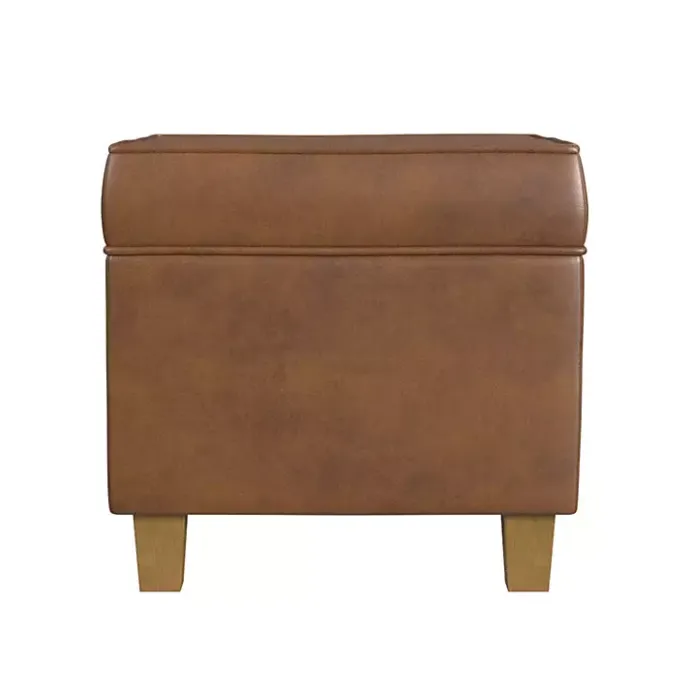 New Kirklands Home Faux Leather Square Storage Ottoman Brown