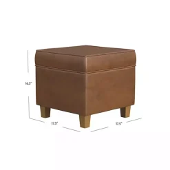 New Kirklands Home Faux Leather Square Storage Ottoman Brown