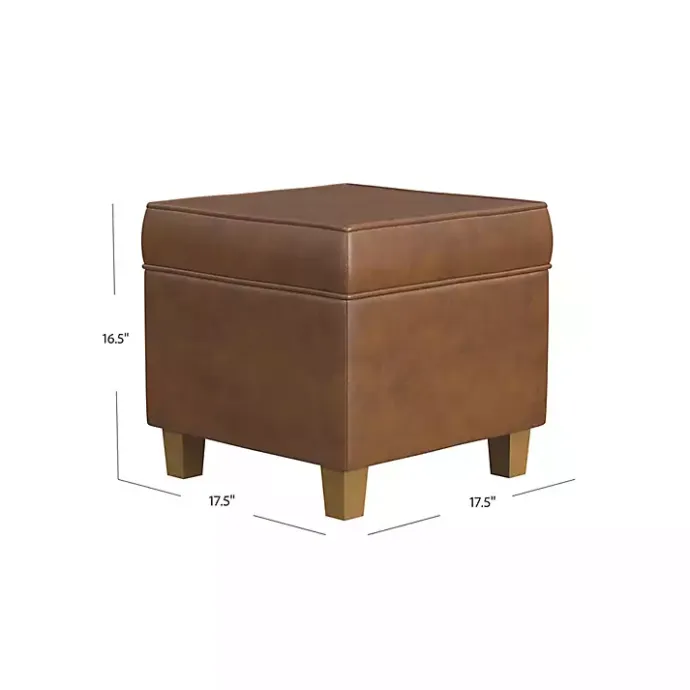 New Kirklands Home Faux Leather Square Storage Ottoman Brown