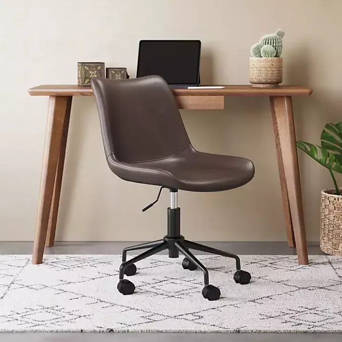 Outlet Kirklands Home Faux Leather Swivel Office Chair Brown