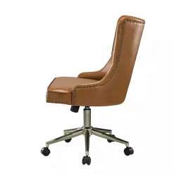 Best Kirklands Home Faux Leather Tufted Back Office Chair Brown