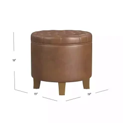 Online Kirklands Home Faux Leather Tufted Storage Ottoman Brown