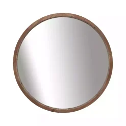 Discount Kirklands Home Brown Fir Wood Round Wall Mirror