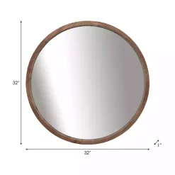 Discount Kirklands Home Brown Fir Wood Round Wall Mirror