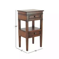 New Kirklands Home Fir Wood Tiered Side Table Brown