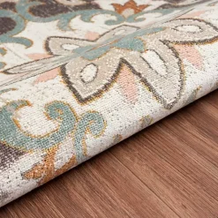 New Kirklands Home Brown Floral Medallion Outdoor Area Rug, 5x7