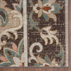 New Kirklands Home Brown Floral Medallion Outdoor Area Rug, 5x7