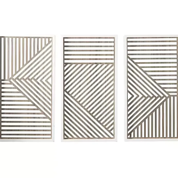 Clearance Kirklands Home Brown Geometric Wood Panel Wall Plaques, Set of 3