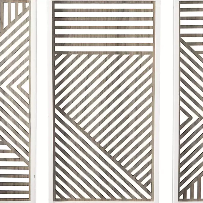 Clearance Kirklands Home Brown Geometric Wood Panel Wall Plaques, Set of 3