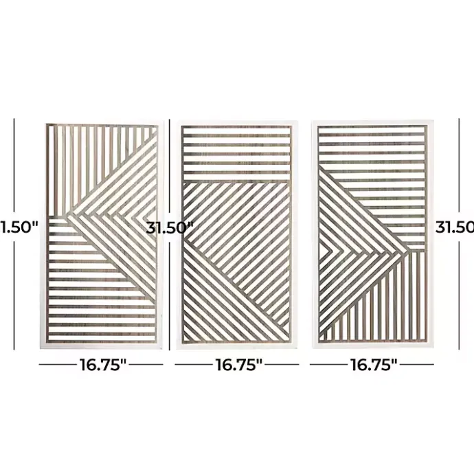 Clearance Kirklands Home Brown Geometric Wood Panel Wall Plaques, Set of 3