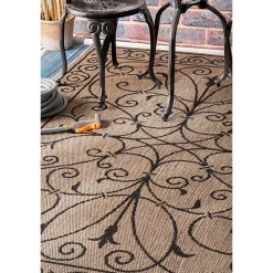Kirklands Home Kathleen Scroll Outdoor Area Rug, 5x7 Brown