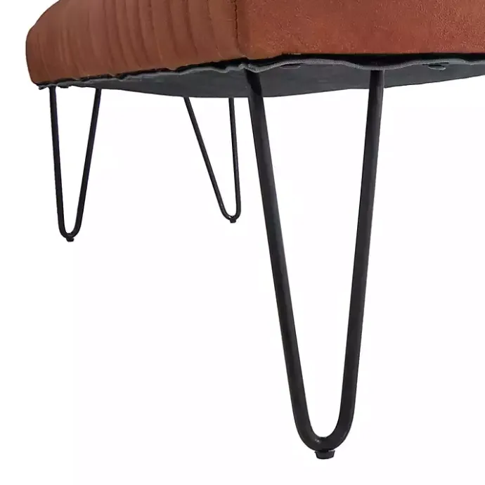 Kirklands Home Leather Tufted Panel Bench Brown