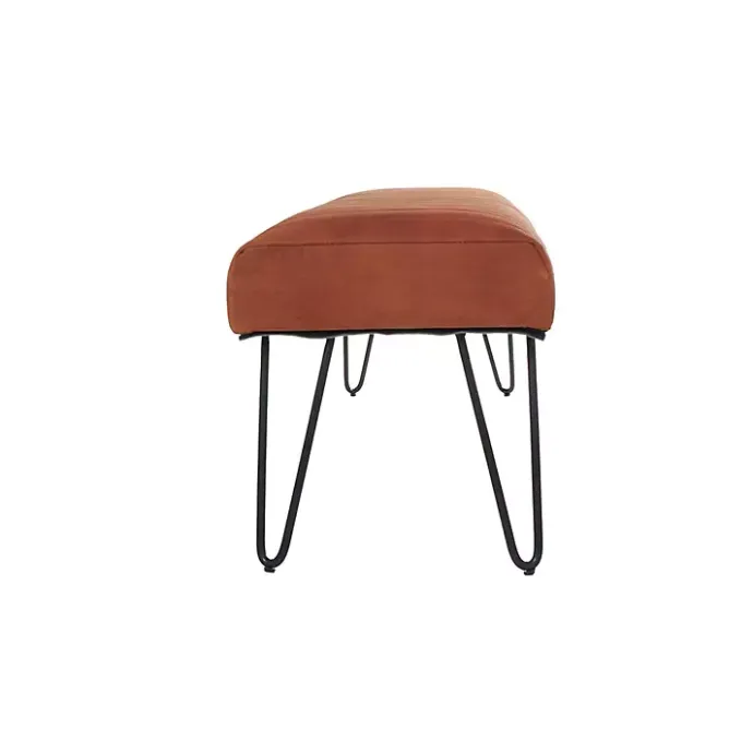 Kirklands Home Leather Tufted Panel Bench Brown