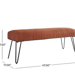 Kirklands Home Leather Tufted Panel Bench Brown