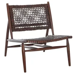 Best Kirklands Home Leather Woven Accent Chair Brown
