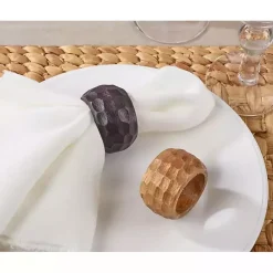 Outlet Kirklands Home Mango Wood Chunky Napkin Rings, Set of 4 Brown