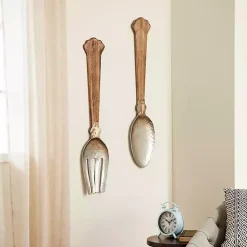 Clearance Kirklands Home Metal Utensils Wall Plaques, Set of 2 Brown