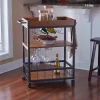 Sale Kirklands Home Brown Norcross Industrial Rolling Bar Cart