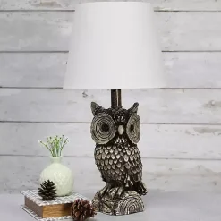 Sale Kirklands Home Brown Owl and Shade Table Lamp White