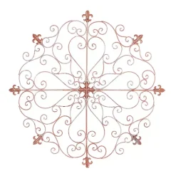 Kirklands Home Patina Metal Floral Crest Wall Plaque Brown