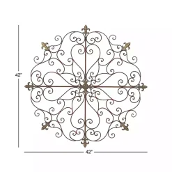 Kirklands Home Patina Metal Floral Crest Wall Plaque Brown