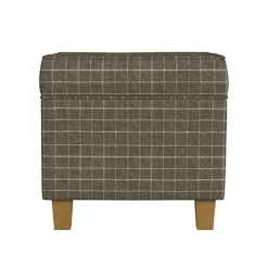 Discount Kirklands Home Plaid Upholstered Square Storage Ottoman Brown