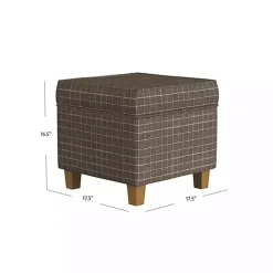 Discount Kirklands Home Plaid Upholstered Square Storage Ottoman Brown