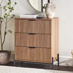 Online Kirklands Home Reeded 3-Drawer Dresser Brown