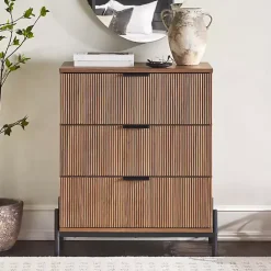 Online Kirklands Home Reeded 3-Drawer Dresser Brown
