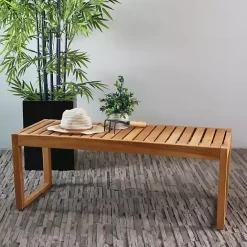 Discount Kirklands Home Teak Wood Slatted Outdoor Coffee Table Brown