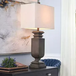 Best Kirklands Home Brown Traditional Rectangular Table Lamp
