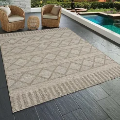 Sale Kirklands Home Transitional Stripes Indoor/Outdoor Rug, 5x7 Brown