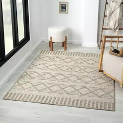 Sale Kirklands Home Brown Transitional Stripes Outdoor Rug, 8x10