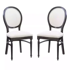 Discount Kirklands Home Brown Upholstered Oval Dining Chairs, Set of 2 White