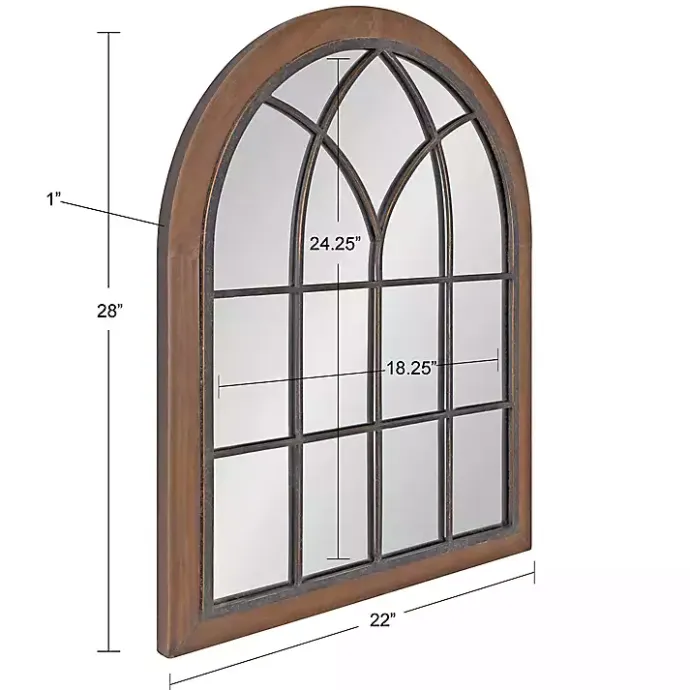 New Kirklands Home Windowpane Arch Nala Mirror Brown