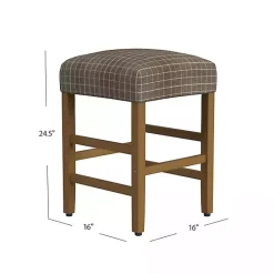 New Kirklands Home Windowpane Upholstered Counter Stool Brown