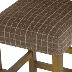 New Kirklands Home Windowpane Upholstered Counter Stool Brown