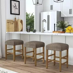 New Kirklands Home Windowpane Upholstered Counter Stool Brown