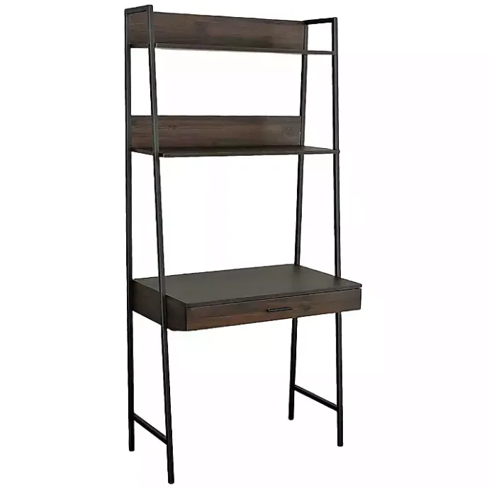 Discount Kirklands Home Wood & Black Metal 2-Shelf Desk Brown