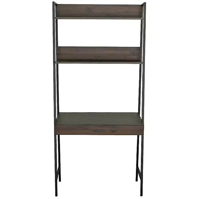 Discount Kirklands Home Wood & Black Metal 2-Shelf Desk Brown