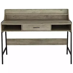 Hot Kirklands Home Wood & Black Metal Tall Back Desk Brown